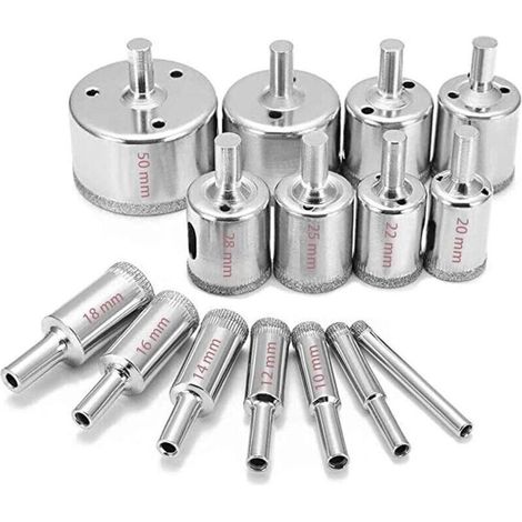 15-teiliges Diamantbohrer-Set, 6–50 mm, zum Nassschneiden von Glas, Granit, Porzellan, Keramik und Marmor (1/4)