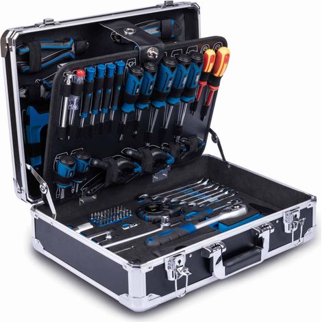 Werkzeugkoffer TB200 Scheppach - 141 tlg. Werkzeug Set Aluminium Werkzeugkiste bestückt (1/10)