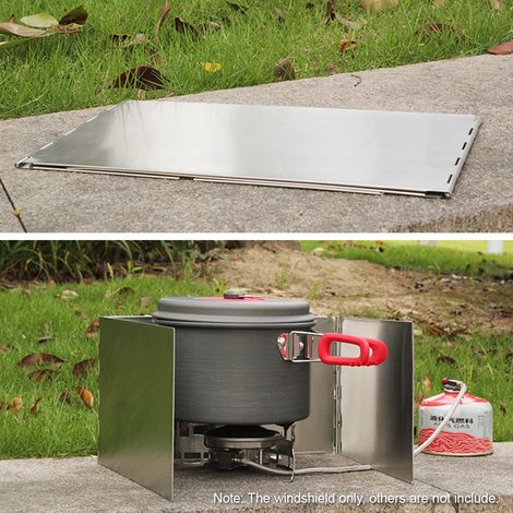 Pare-brise de poêle d'extérieur, pare-brise de cuisine de Camping, pare-vent de cuisinière pliant (1/5)