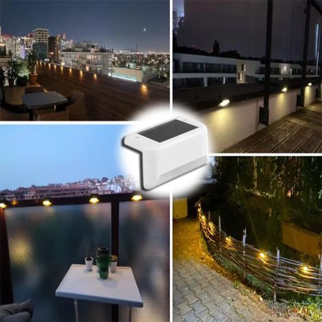 (1 pièce - Blanc chaud) Lampe solaire LED blanc chaud pour marches, escaliers, jardin, balcon, terrasse, clôture - Étanche - Décoration lumineuse. (1/5)