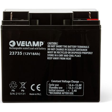 BATTERIA RICARICABILE AL PIOMBO 12V 18 Ah cm. 7,5x18x16,5 h (1/4)