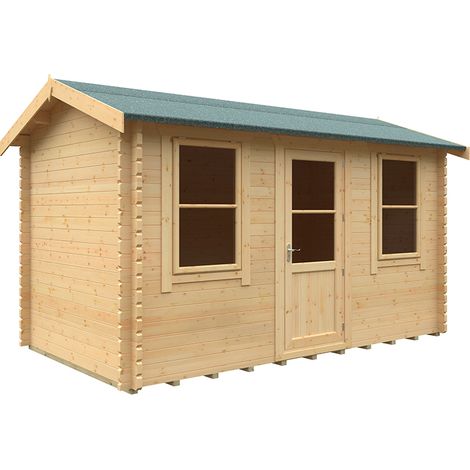14x8w The Skipton Plus 44mm Cabin - L415 x W235 x H262.3 cm - Solid Wood/Softwood/Pine - Natural