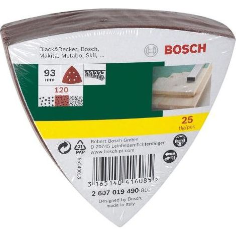 BOSCH - 25 FOGLI PER LEVIGATRICE DELTA GRANA 120