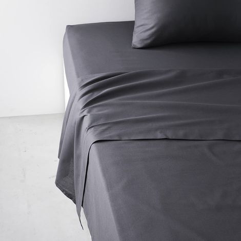 Today Essential – Lenzuolo piano 2 persone 240 x 300 cm, in cotone, tinta unita, grigio, regina (1/2)