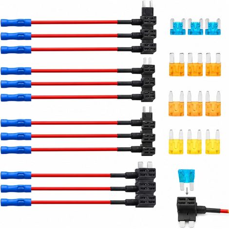 12 Pièces Adaptateurs Porte Fusible 12V,Porte Fusible Adaptateur Voiture (1/5)