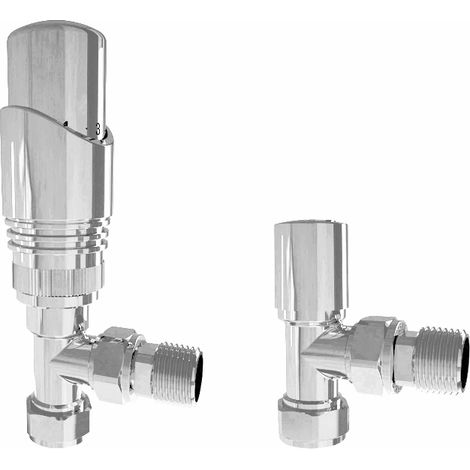AICA Chrome 15mmx1/2" Angled Radiator Valves Thermostatic Tap