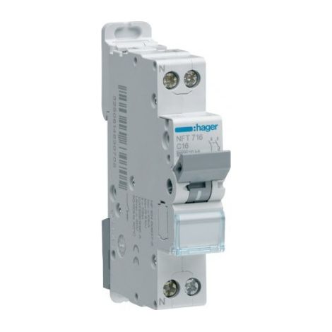 Ngt710 Disjoncteur Hager 10a - 1p+n - 6-10ka - Courbe D - Bornes Décalées à Vis - Ngt - 1 Module (1/5)