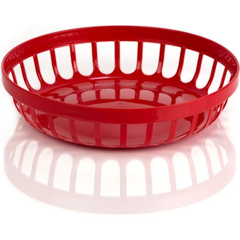 Corbeille à pain - Bol à fruits - Réutilisable - Incassable - Empilable - En plastique - Rouge - Medium (21 cm) - Simple (1/2)