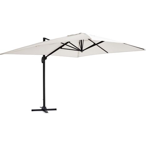 Parasol déporté 3x4m en aluminium écru