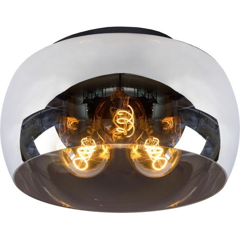 Plafonnier diam 40 cm 3xe27 40w dimmable fume et noir - lucide - olivia (1/2)