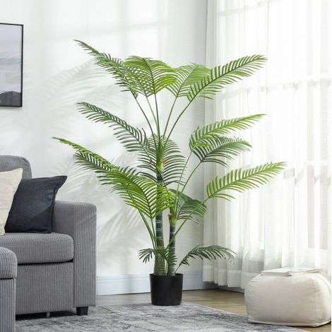 Palma artificiale 175 cm, 16 foglie effetto realistico, resistente ai raggi UV, base in cemento floccato, plastica verde (1/5)