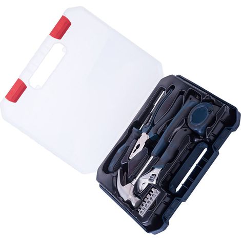 Ensemble d'outils à main multifonctionnels pour la maison et le garage, avec boîte de rangement (12 pièces). (1/5)