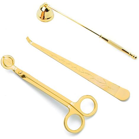 Porte-Bougie en Acier Inoxydable (Lot de 3), Coupe-Mèche, Éteignoir de Sécurité, Accessoires pour Bougies, Kit Complet de Bougeoir (1/5)