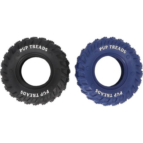 Pneu en caoutchouc bleu noir pour chien, jouet à mâcher, forme sûre, animal de compagnie pour chiens de taille moyenne et grande, 2 pièces (1/5)