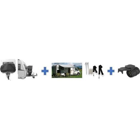Pack départ camping - HTC EQUIPEMENT - Incluant : 1 housse pour 2 vélos, sangle anti tempete, adaptateur (1/3)
