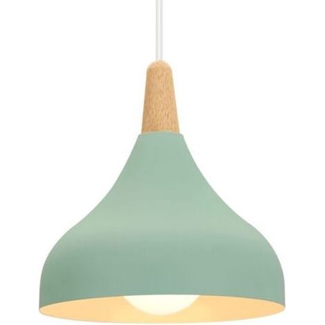 Lustre Suspension Rétro Suspension Luminaire Moderne Style Goutte Chapeau Plafonnier E27 Métal Lampe Suspension pour Chambre Salle à Manger Cuisine, Ø 20CM (Vert 1 Pack) [Classe énergétique A] (1/4)