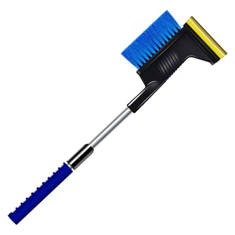 Auto-Windschutzscheiben-Eiskratzer mit Schneebürste, Teleskop-Auto-Eiskratzer mit langem Griff, große Schneekratzer fürs Auto, Autofensterschaber, Eiskratzer, 3-in-1, Blau (1/5)