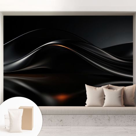 Papier peint intissé à motifs décoratifs pour salon chambre et bureau Décoration murale élégante avec colle Vagues métalliques 208x146 cm (1/5)