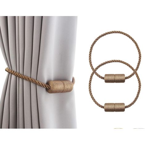 Embrasses magnétiques résistantes pour rideaux - conviennent aux chambres, salons, bureaux, etc. - Lot de 2, kaki (1/5)