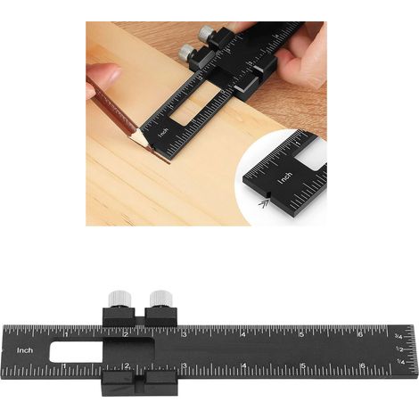 1 T-förmiger Markierungslineal aus Aluminiumlegierung für die Holzbearbeitung, Messlineal für die Holzbearbeitung, 15 cm (6 Zoll) (1/5)