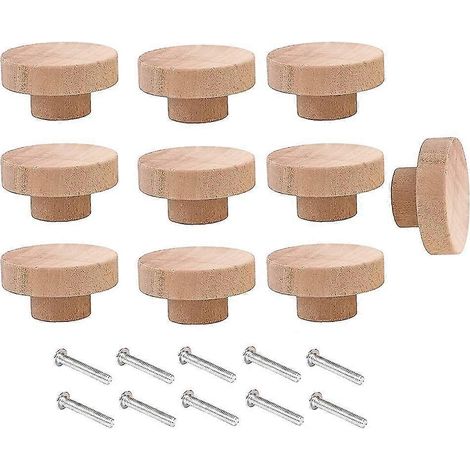 10 Stück 50 mm Durchmesser runde, unlackierte Schubladenknöpfe aus Holz für Möbel, Schränke, Kommoden (1/5)