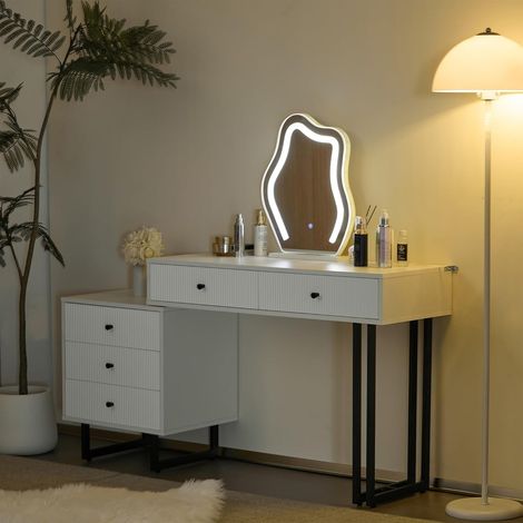 Ensemble coiffeuse – Éclairage LED 3 couleurs, dimensions 100 x 76 x 40 cm (sans tabouret) – Station maquillage complète (1/5)
