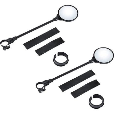 2 Pièces Retroviseur Velo, 360° Réglable Retroviseur Trotinette Electrique, Rétroviseur Vélo Guidon pour Guidon 22-32mm, Convexe Rétroviseurs, Rond HD Miroir pour Scooter Électrique(Noir)