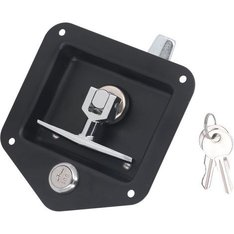 Serrure de boîte à outils en forme de T, loquet à palette intégré, panneau de porte d'armoire en acier inoxydable avec clés (1/5)
