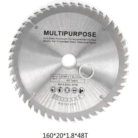 Lame de scie circulaire argentée, disque rotatif pour la coupe du bois, 60 dents, 160 mm
