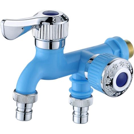 Robinet Double Sortie - Robinet Séparateur Extérieur Antigel en Plastique - Pour Gestion Facile de l'Eau en Extérieur - 1 Pièce (1/5)