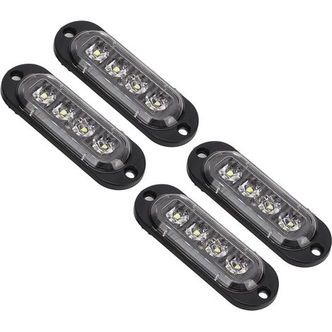 4 Feux Latéraux Camion Haute Luminosité 3000K IP65 Étanches LED Faciles à Installer Lampe de Détresse Véhicule 12-24V Blanc (1/5)
