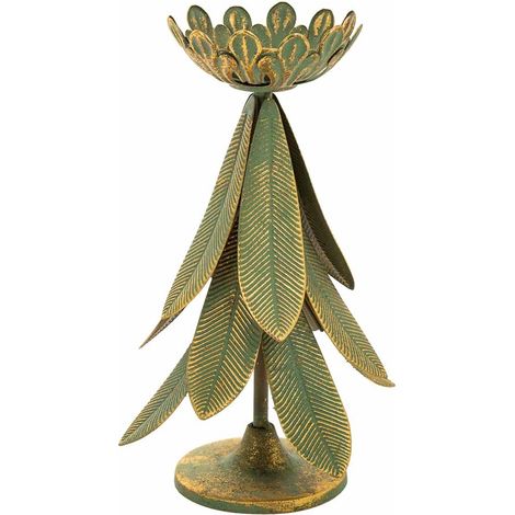 Candelabro de metal dorado 21.5x21.5x31.5