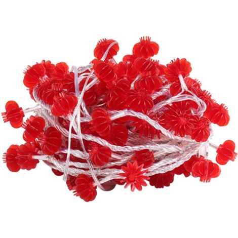 Guirlande Lumineuse de Lanterne Chinoise Rouge, 6 Mètres/19,7 Pi 40 Lumières LED, Étanche, en PVC, avec Pile Bouton Intégrée, Facile à Installer pour Intérieur et Extérieur (sans Gland)