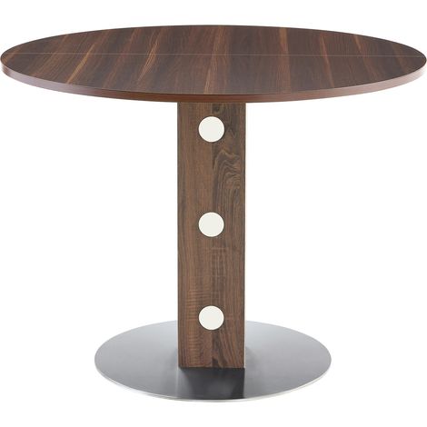Tavolo da pranzo rotondo 100 cm in MDF effetto noce, base in metallo, 2-4 persone MODENUIT (1/5)