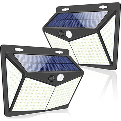 Lumière murale solaire avec 208LED capteur de mouvement PIR 3 modes d éclairage lampe pour patio clôture paysage cour
