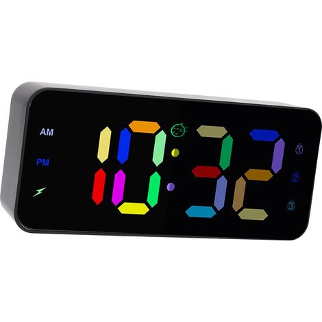 Pssopp Réveil LED avec Lumière D'ambiance RVB, Numérique pour (1/4)