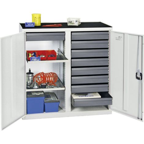 Armadio per attrezzi e materiali Stumpf Serie 3000 grigio chiaro, 9 cassetti da 100 mm + 2 ripiani estraibili - 3002907.