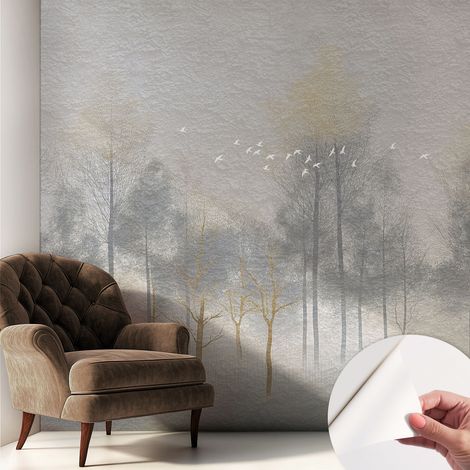 Selbstklebend Tapete - abwaschbar - Raumgestaltung Schlafzimmer Wohnzimmer Tapete Waldharmonie 250x250 cm (1/5)