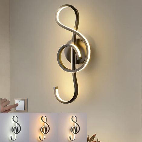Applique murale Note de Musique, 22W applique murale Interieur, noir A (1/5)