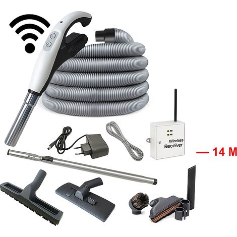 Kit 8 accessoires + 1 flexible universel on/off type ALDES avec poignée amovible - longueur au choix (de 6 à 15m) - 14m
