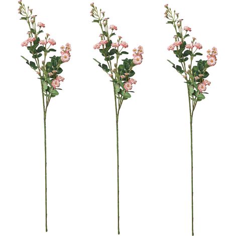 Fleurs Artificielles Roses Miniatures Branches Longues 3 Pièces Rose Petite en Soie Décoration Mariage Maison Arrangement Vase Fleurs Séchées 50cm (1/5)