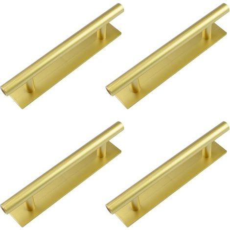 Set mit 4 langen, selbstklebenden, goldfarbenen Kunststoffgriffen mit Abdeckplatte für Schiebetüren von Küchenschränken (1/5)