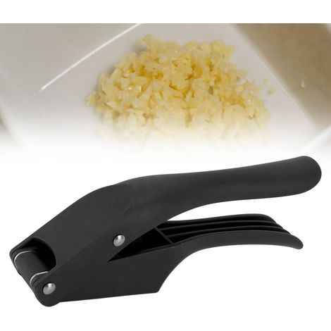 Knoblauchpresse und -schneider aus PP-Kunststoff, 2-in-1 Knoblauchpresse und -schneider für den Hausgebrauch, multifunktionales Küchengerät, schwarz. (1/5)