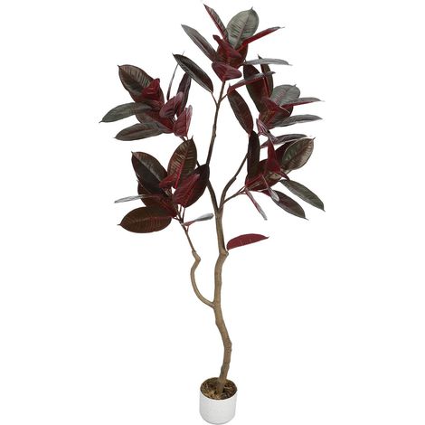 Figuier Lyre Artificiel réaliste – Plante Verte d'intérieur en Pot, Tronc Naturel, Feuillage réaliste, ramifications modulables, Base lestée, Entretien Facile, Rubber Tree, 155 cm (1/5)