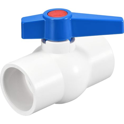 Robinet à Bille 1-1/2" Soupape Extrémité Prise PVC Blanc Bleu (1/5)
