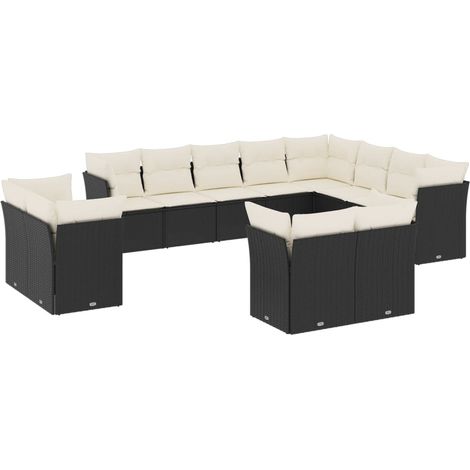 Maison Exclusive - Set Divani da Giardino 12 pz con Cuscini Nero in Polyrattan (1/5)