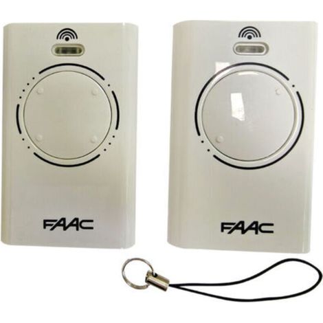 Paquete de 2 mandos a distancia FAAC XT2 de 2 canales y 433 MHz, color blanco, transmisor original Rolling Code SLH LR