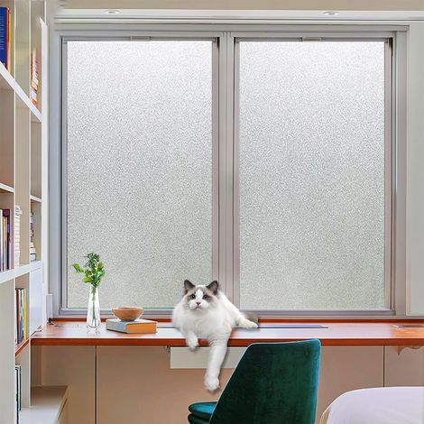 Sichtschutz-Fensterfolie, 40 x 200 cm, leicht zu schneiden, nicht klebend, schützt die Privatsphäre, statisch, kein Kleber, nicht klebende Verdunkelungs-Fensterfolie, mit Werkzeug, für Badezimmer, rei (1/3)