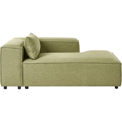 Left Hand Chaise Longue Light Green Fabric Modern Living Room BRANDE