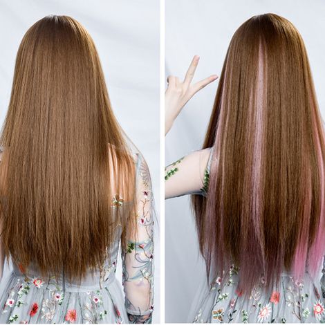 Extension Cheveux Droits - Clip Fixation - Fibre Soie Haute Température - Dégradé Couleur - Pour Femmes - 1 Pièce (1/5)